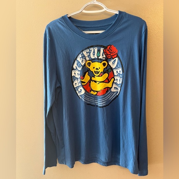 Grateful Dead Tops - Grateful Dead Tee Shirt Blue Graphic Bear Dancing Long Sleeve XL Rose